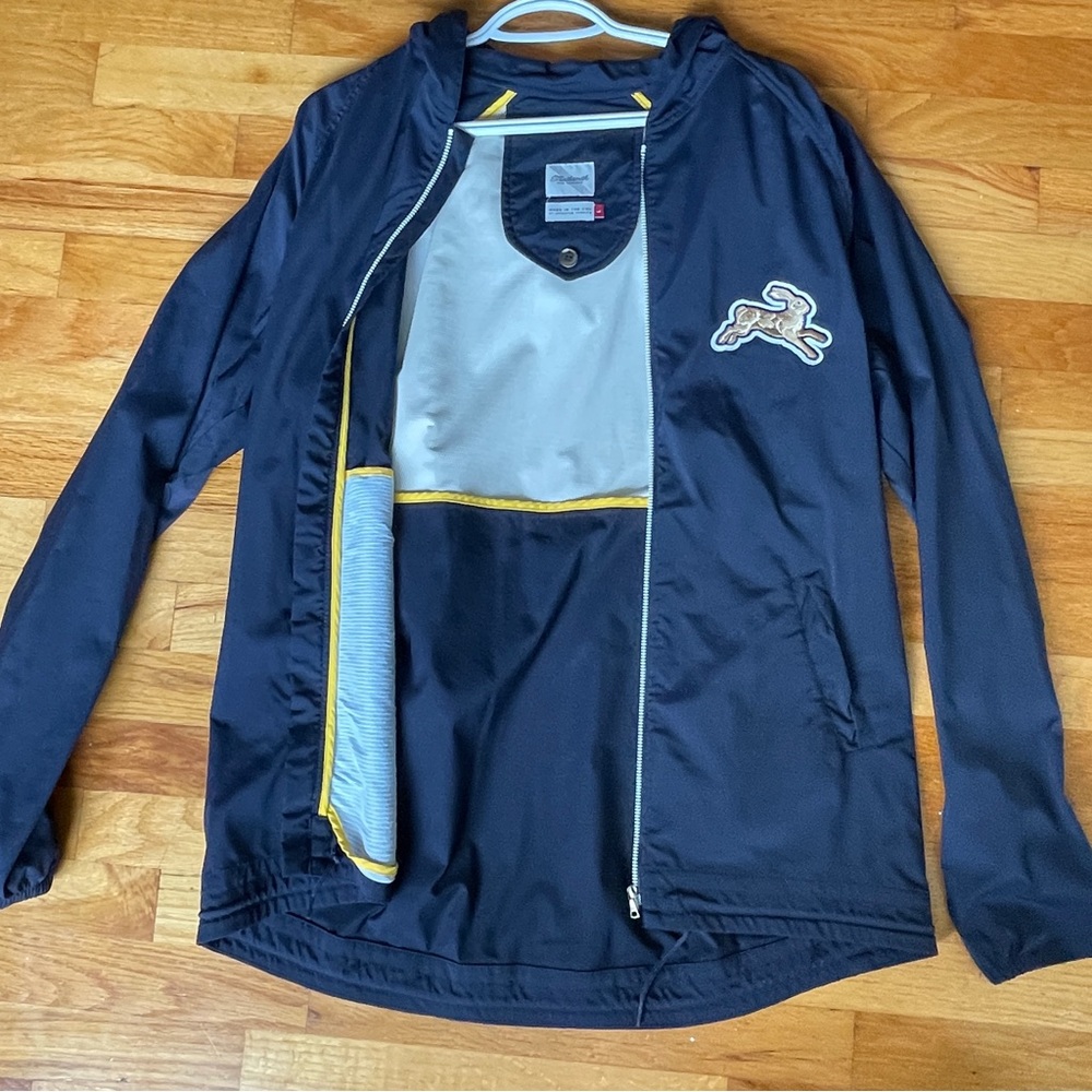 Tracksmith New England Blue Hooded Zip Up Running Jacket
